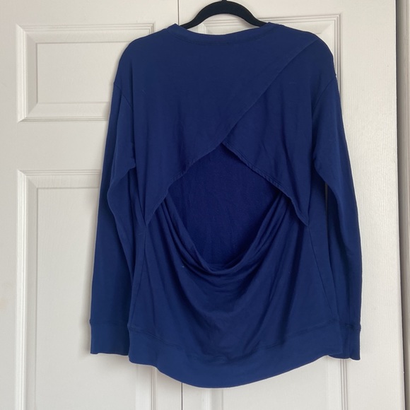 Beyond Yoga Open back sweatshirt Sz L Royal Blue - Picture 4 of 5